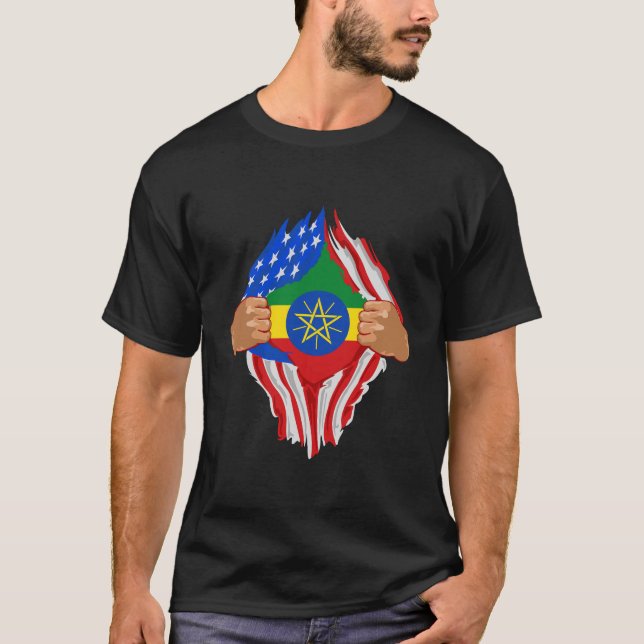 Äthiopisches Blut im Inneren Äthiopiens Flaggenges T-Shirt (Vorderseite)