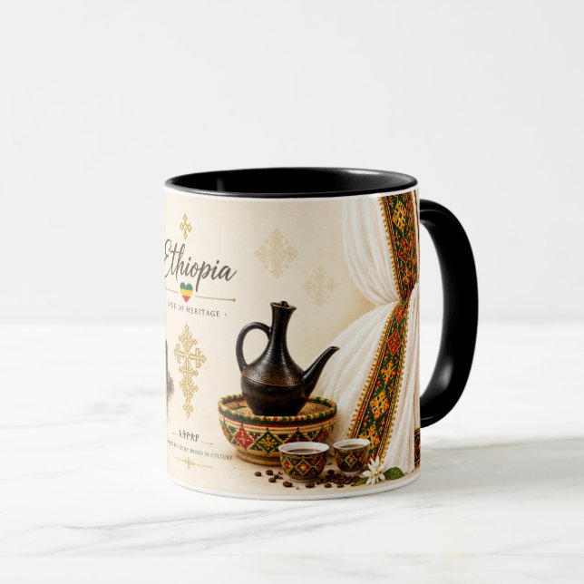 Äthiopisches Erbe Traditionelles Kleid Tasse (VorderseiteRechts)