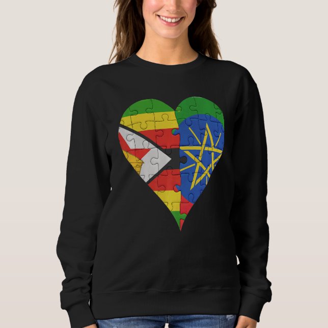 äthiopisches Flaggenherz Sweatshirt (Vorderseite)