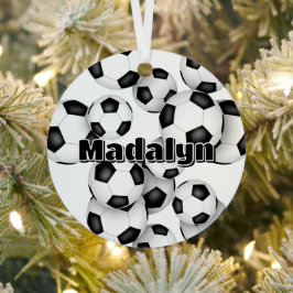 Athleten Name auf Cluster von Fußballbällen halten Ornament Aus Metall