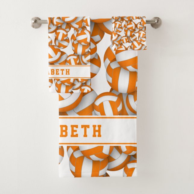 Athleten orangefarbene Mannschaft färbt Volleyball Badhandtuch Set (Insitu)