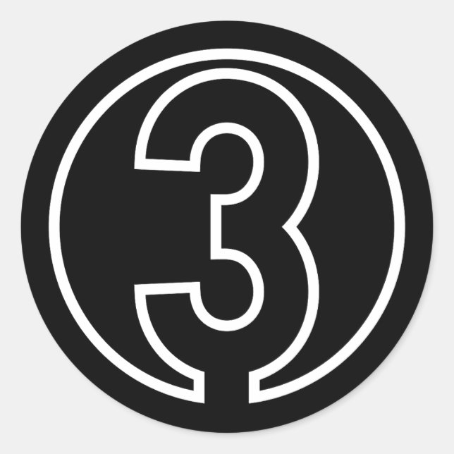 Athleten Zahl 3 Kreisform Runder Aufkleber (Vorderseite)