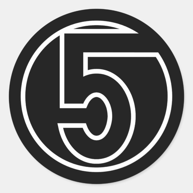 Athleten Zahl 5 Kreisform Runder Aufkleber (Vorderseite)
