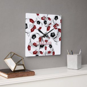 Athletenname für den schwarzen Fußball-Cluster Quadratische Wanduhr