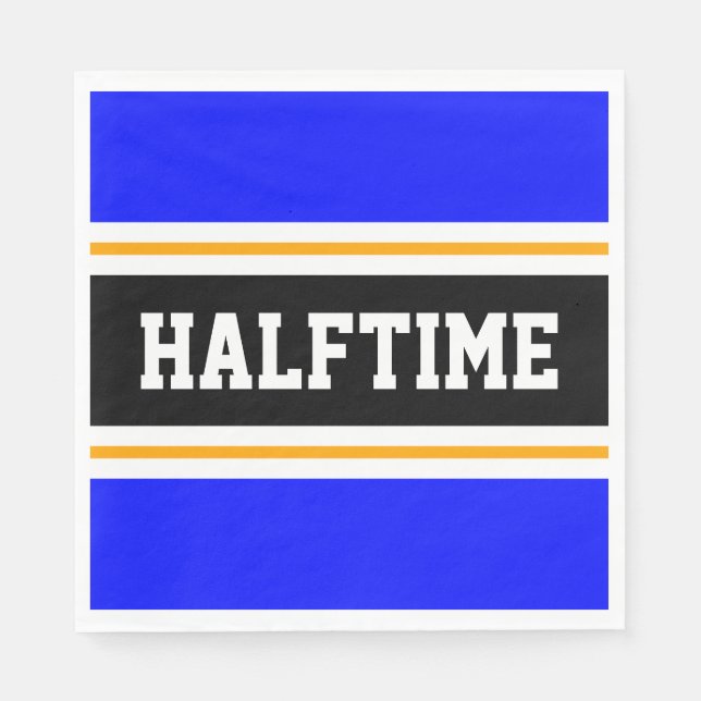 Athletic Blue Yellow Schwarz-weiß HALFTIME Streife Serviette (Vorderseite)
