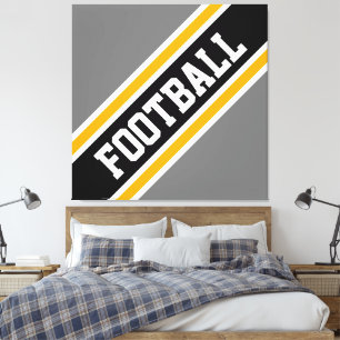Athletic Bold Black Yellow FOOTBALL Streifen Leinwanddruck