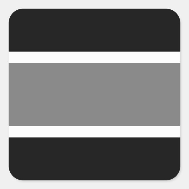 Athletic Bold Sporty Wide Gray Schwarz-weiße Strei Quadratischer Aufkleber (Vorderseite)