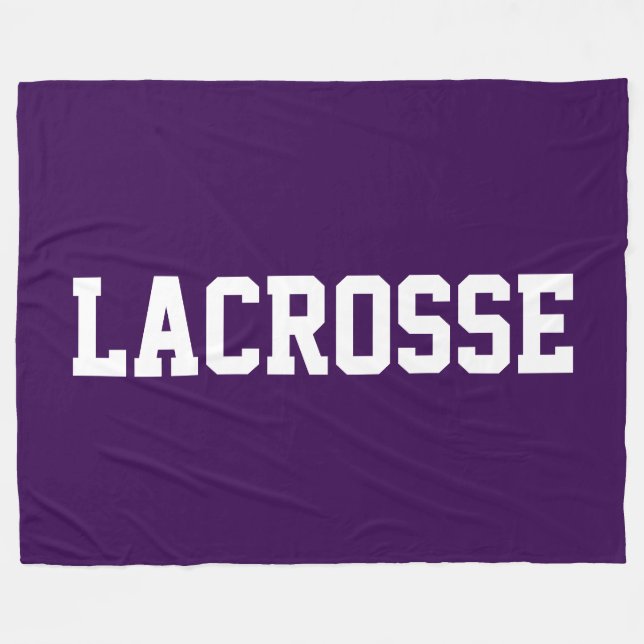 Athletic Bold White LACROSSE Text On Dark Purple Fleecedecke (Vorderseite (Horizontal))