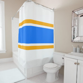 Athletic Bright Blue Orange White Racing Stripes Duschvorhang