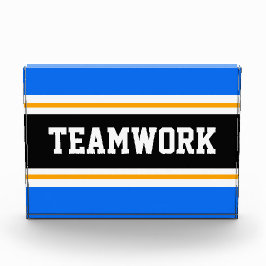 Athletic Bright Blue Schwarz-weiße TEAMWORK Streif Fotoblock