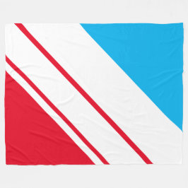 Athletic Bright Red White Sky Blue Racing Streifen Fleecedecke