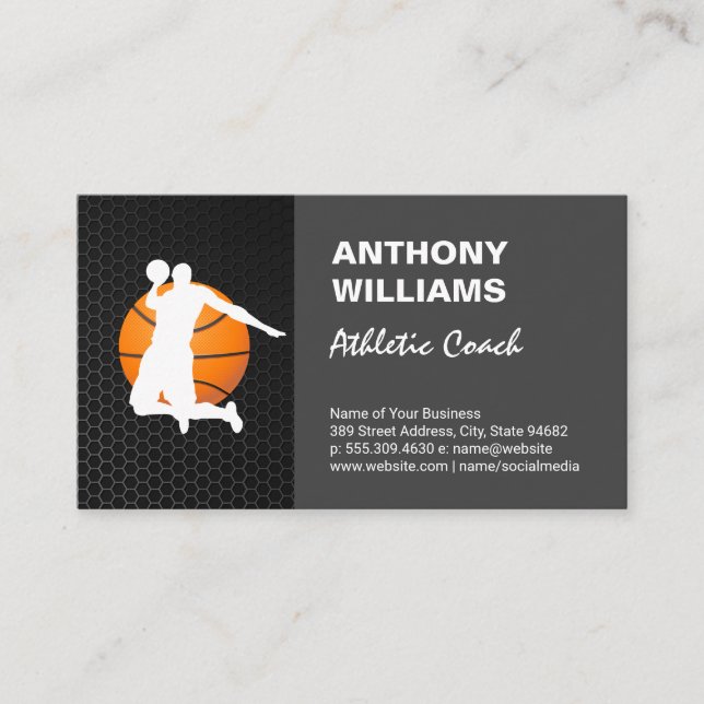 Athletic Coach | Basketball Player Dunking Visitenkarte (Vorderseite)