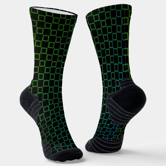 Athletic Crew Sock Black Green Classic Design Socken (Gewinkelt)