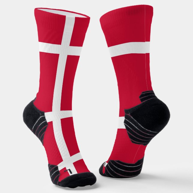Athletic Crew Sock mit dänischer Flagge Socken (Gewinkelt)