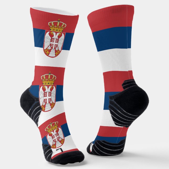 Athletic Crew Sock mit der Flagge Serbiens Socken (Gewinkelt)