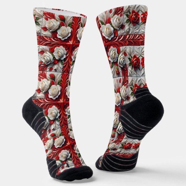 Athletic Crew Sock mit englischen Rose Socken (Gewinkelt)
