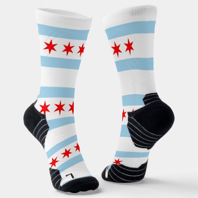 Athletic Crew Sock mit Fahne von Chicago, USA Socken (Gewinkelt)