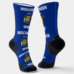 Athletic Crew Sock mit Fahne von Wisconsin, USA Socken