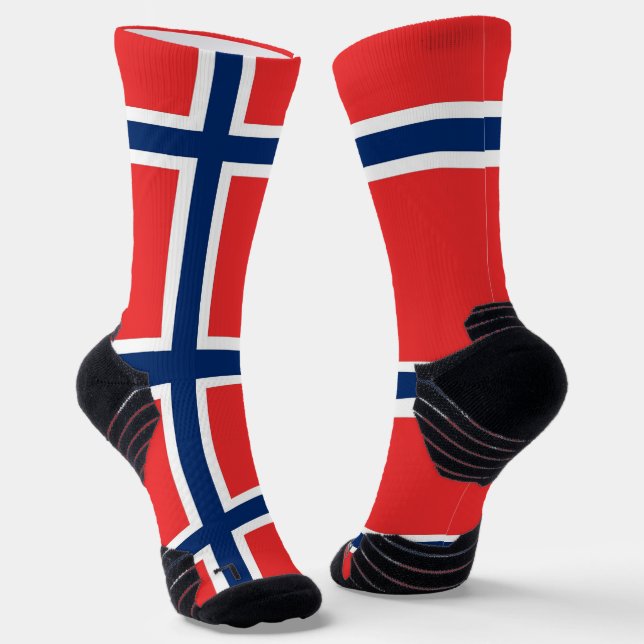 Athletic Crew Sock mit norwegischer Flagge Socken (Gewinkelt)
