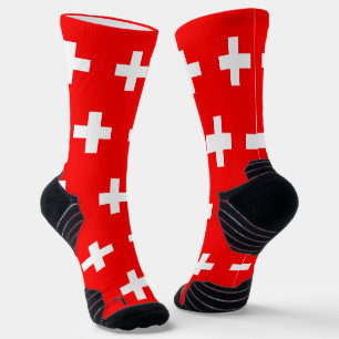 Athletic Crew Sock mit Schweizer Flagge Socken