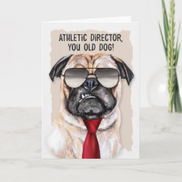 Athletic Director Retirement Funny Dog Red Necktie Karte