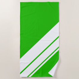 Athletic Fun Tropical Green White Racing Streifen Strandtuch