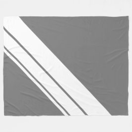 Athletic Gray Wide Diagonal White Racing Streifen Fleecedecke