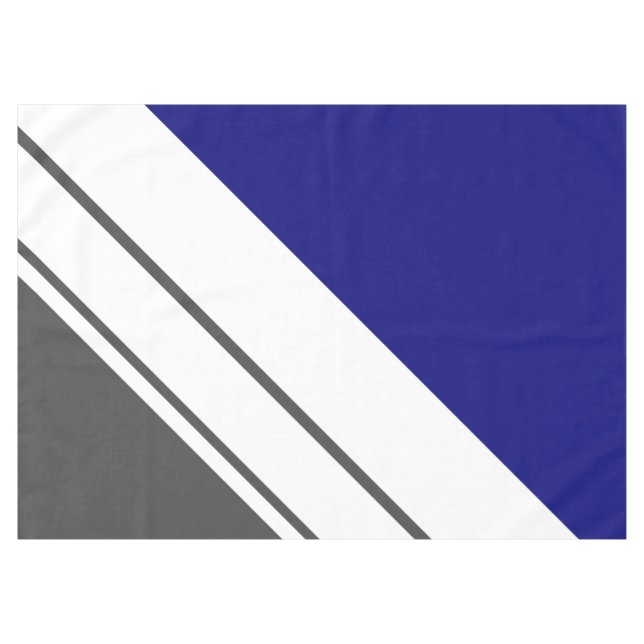 Athletic Navy Blue Grau White Sleant Racing Stripe Tischdecke (Vorderseite (Horizontal))