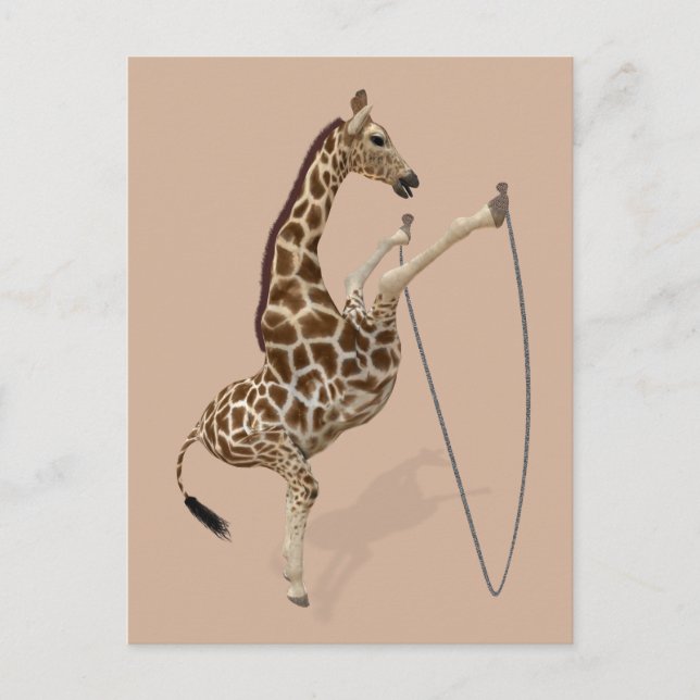 Athletic Rope Jumping Giraffe Postkarte (Vorderseite)
