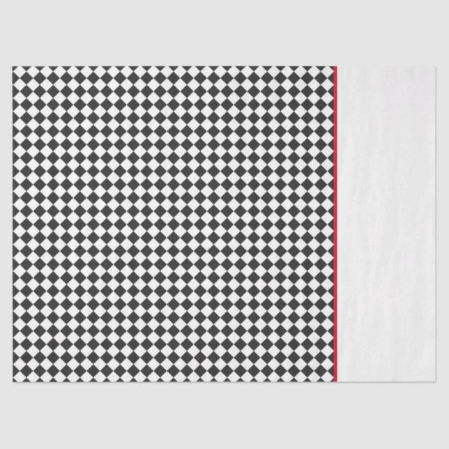 Athletic Schachbrett Pattern Sportteam Farben Rot Seidenpapier (Vorderseite)