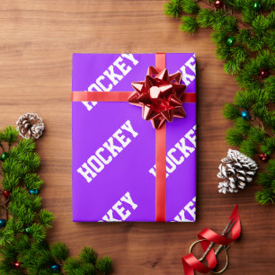 Athletic Slant White HOCKEY-Text auf strahlendem L Geschenkpapier