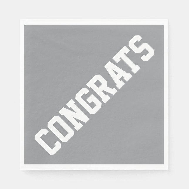 Athletic Sporty CONGRATS Text On Light Gray Serviette (Vorderseite)