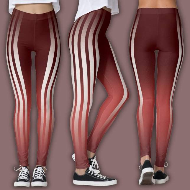 Athletic Stripe | Burgunderrot Leggings (Von Creator hochgeladen)