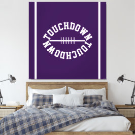 Athletic TOUCHDOWN Text Stripes On Deep Purple Leinwanddruck