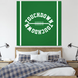 Athletic TOUCHDOWN Text Stripes On Forest Green Leinwanddruck