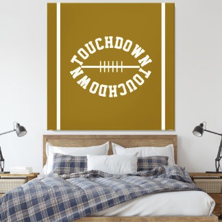 Athletic TOUCHDOWN Text Stripes On Golden Brown Leinwanddruck