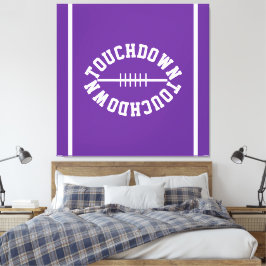 Athletic TOUCHDOWN Text Stripes On Royal Purple Leinwanddruck