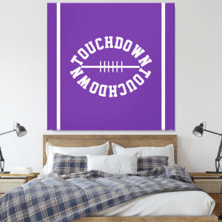 Athletic TOUCHDOWN Text Stripes On Royal Purple Leinwanddruck