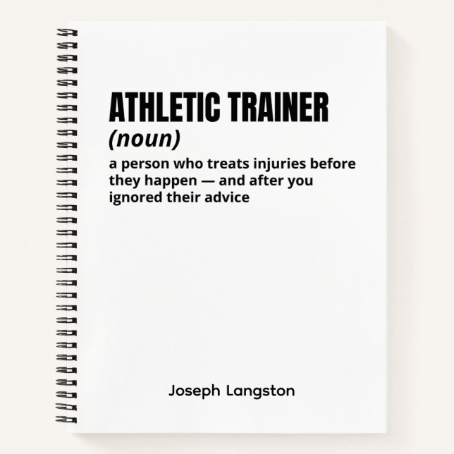 Athletic Trainer Büro Humor Definition Notebook Notizbuch (Vorderseite)