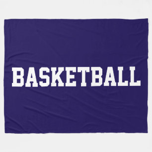 Athletic White BASKETBALL Text auf tiefem Navyblau Fleecedecke