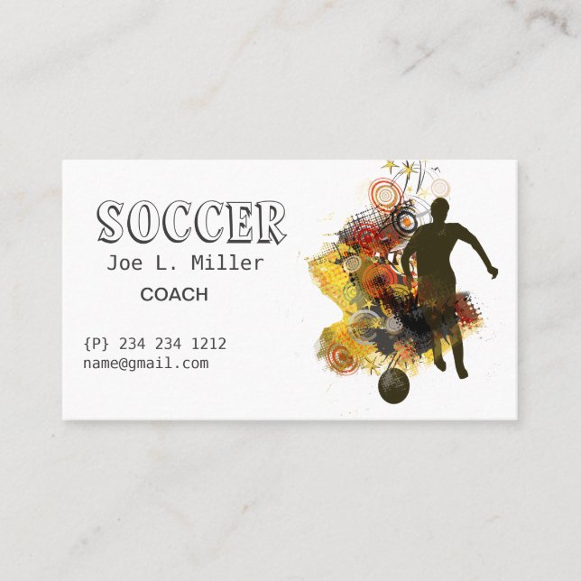 Athletics Soccer Dribble Pass Player Running Coach Visitenkarte (Vorderseite)