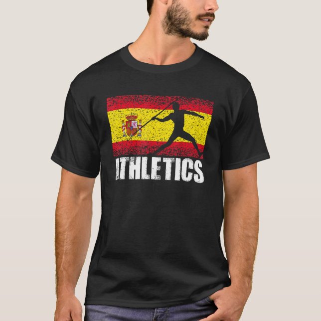 Athletics Sport Spanien Flag Spanisch Javelin Thro T-Shirt (Vorderseite)