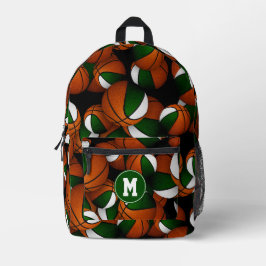 Athletikgrün-weiße Mannschaftsfarben Basketball Bedruckter Rucksack