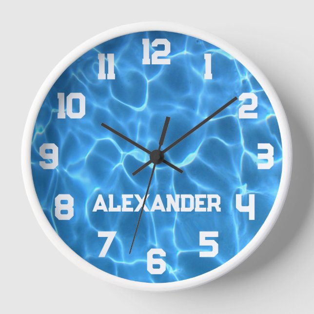 Athletin Name Aqua Blue Pool Uhr (Vorderseite)