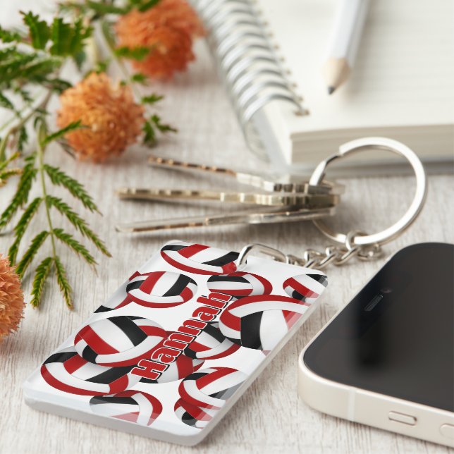 Athletin Name Rot schwarze Mannschaft Farben Volle Schlüsselanhänger (Vorderseite rechts)