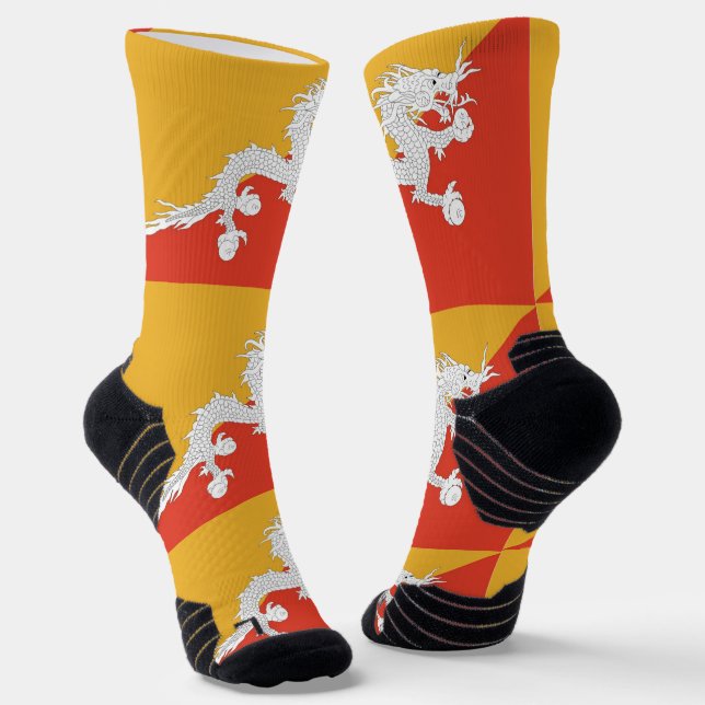 Athletische Crew Sock mit Bhutan-Flagge Socken (Gewinkelt)