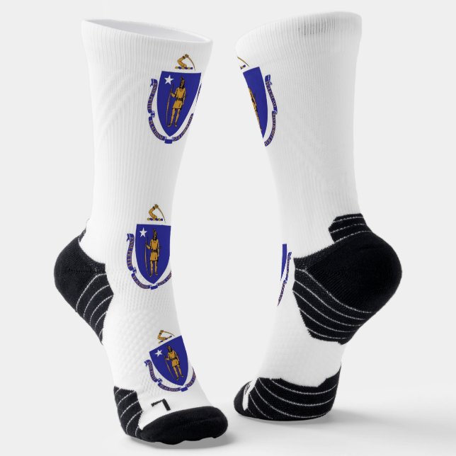 Athletische Crew Sock mit Fahne von Massachusetts Socken (Gewinkelt)