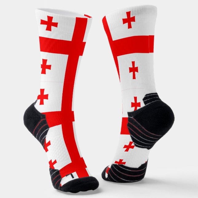 Athletische Crew Sock mit georgischer Flagge Socken (Gewinkelt)