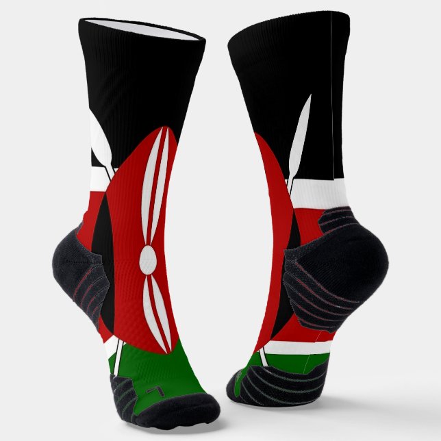 Athletische Crew Sock mit kenianischer Flagge Socken (Gewinkelt)