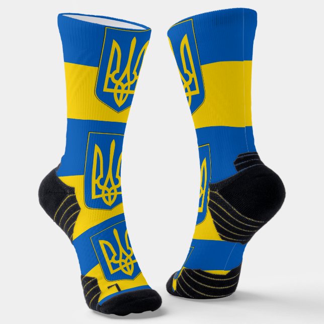 Athletische Crew Sock mit ukrainischer Flagge Socken (Gewinkelt)